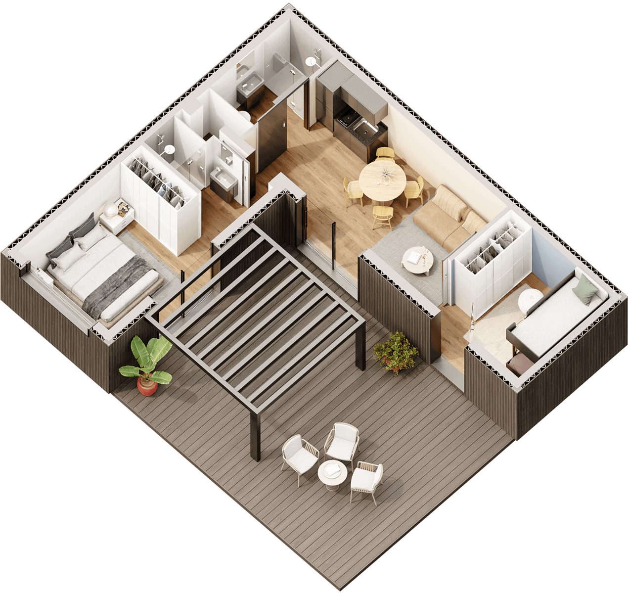 Plan du studio de jardin 43 m² Natibox Twin L