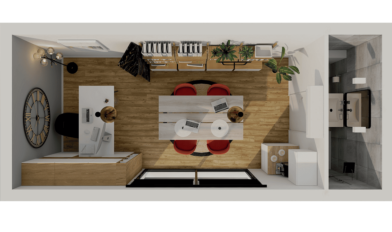 Plan du studio de jardin 20M² COSY version bureau