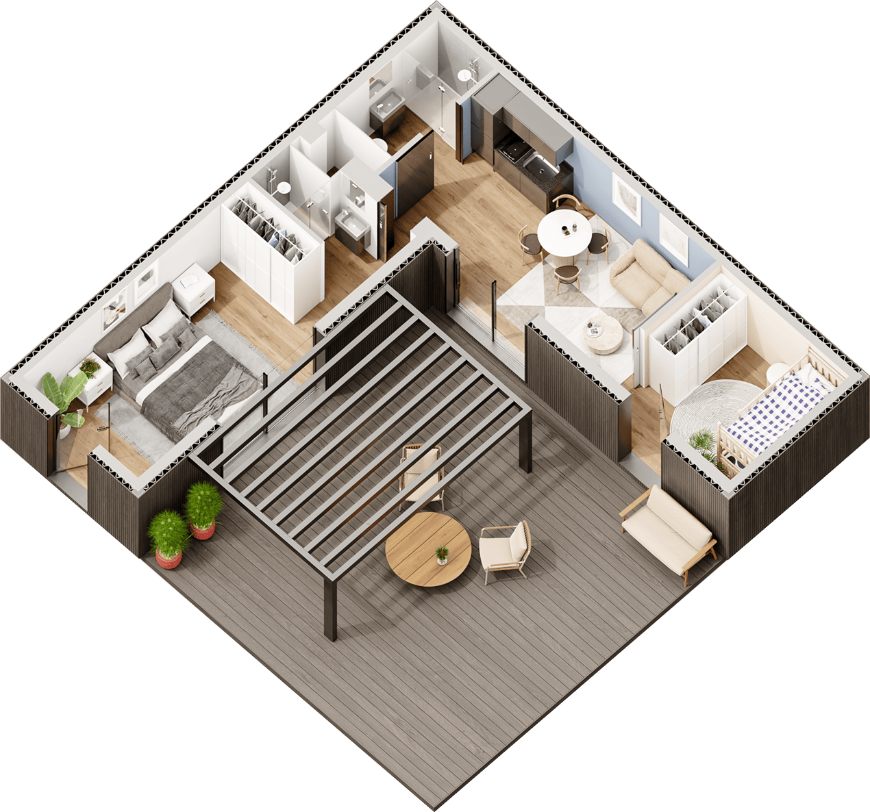 Plan du studio de jardin XL de 48m2