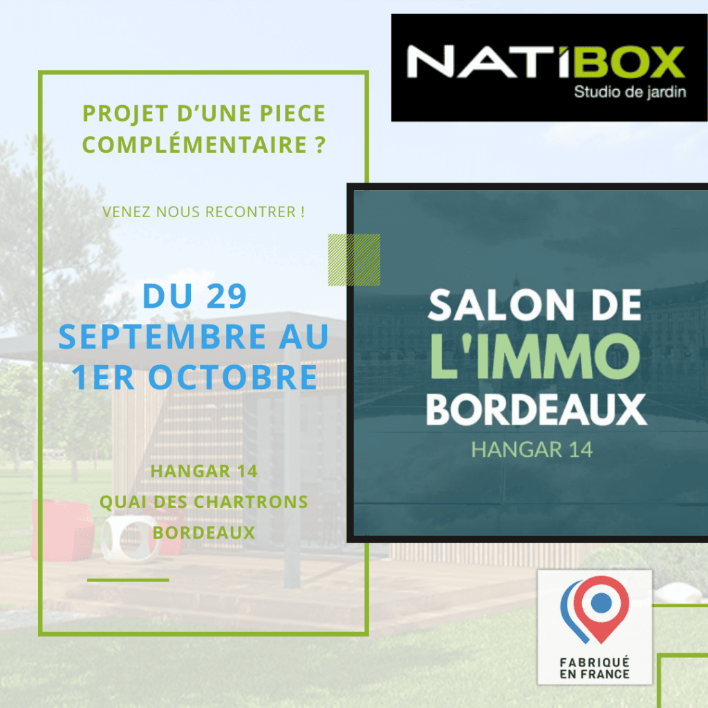 Studio jardin Natibox Bordeaux Nord Salon immobilier de Bordeaux